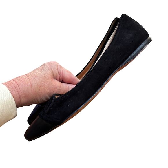 Nine West Saxiphone black flats leather & suede slip on shoes career casual 10M - Picture 5 of 11